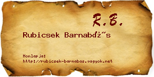 Rubicsek Barnabás névjegykártya