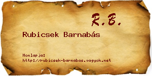 Rubicsek Barnabás névjegykártya